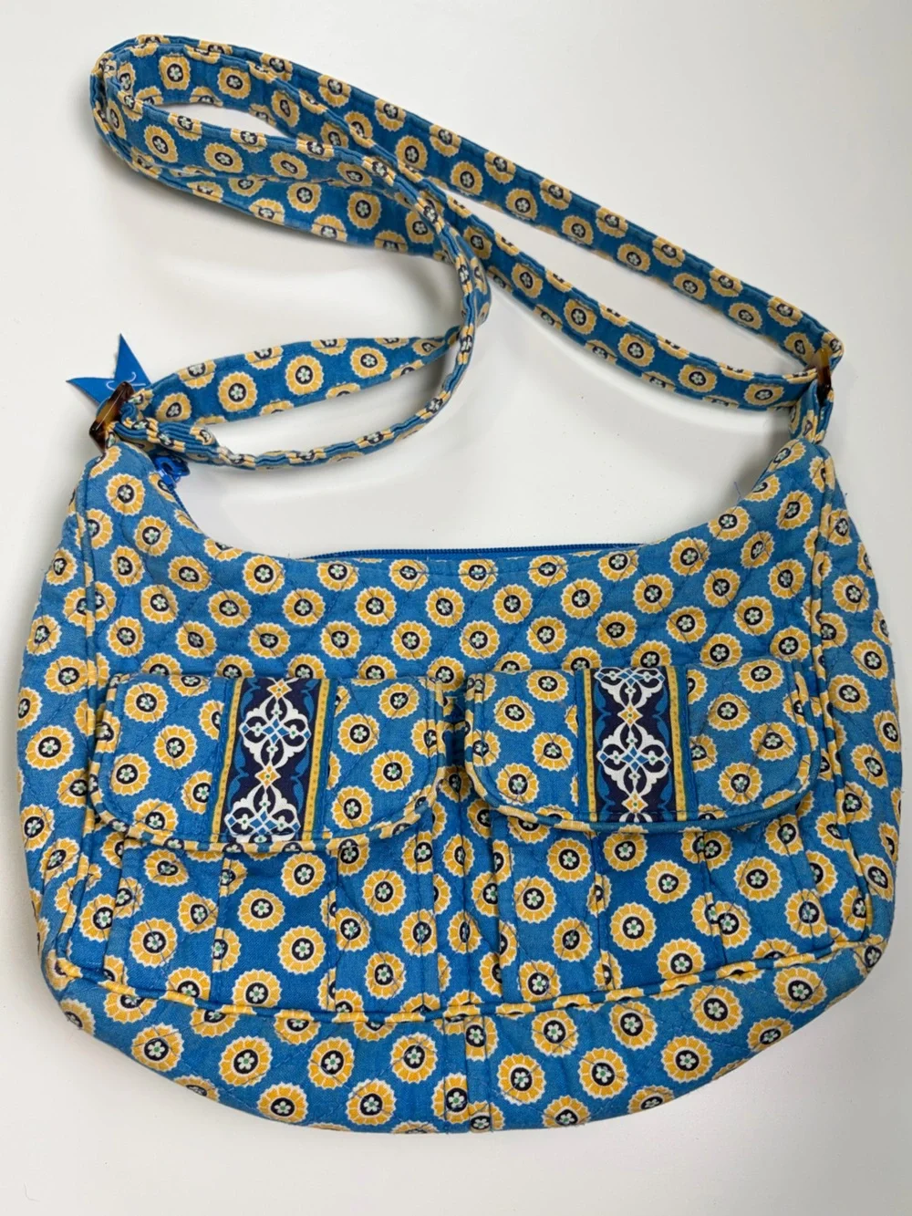 VERA BRADLEY Riviera 2008 Libby Crossbody Purse Shoulder Bag Blue Yellow Y2K